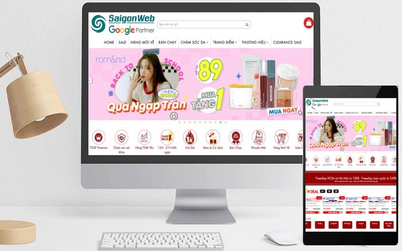 Thiết kế website mỹ phẩm đẹp, chuẩn Google - Tăng khách hàng tiềm năng